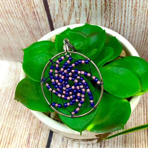 Dream Catcher Charm Beaded Purple & Baby Pink Jewerly Making Supplies - Picture 4 of 4